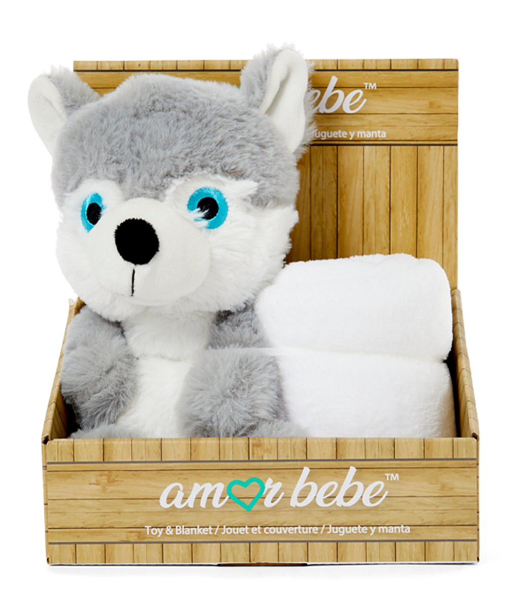 Wolf Animal Toy with Blanket Set - ittybittybubba