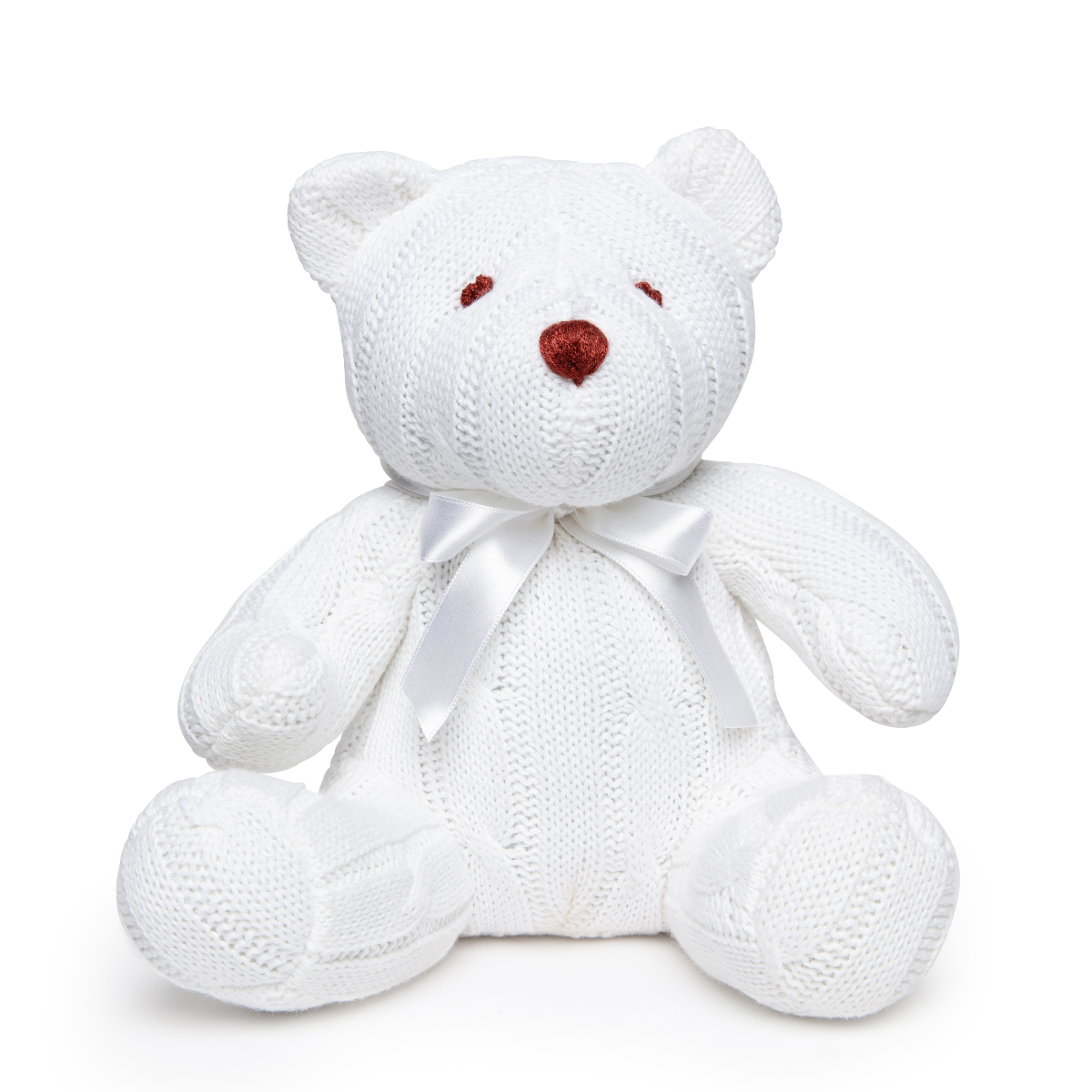 Cable-Knit Stuffed Teddy - White - ittybittybubba