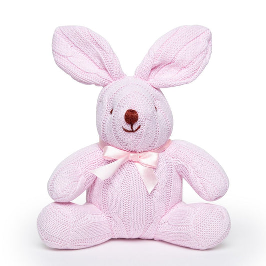 Cable-Knit Stuffed Bunny - Pink - ittybittybubba