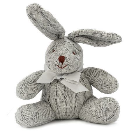 Cable-Knit Stuffed Bunny - Grey - ittybittybubba