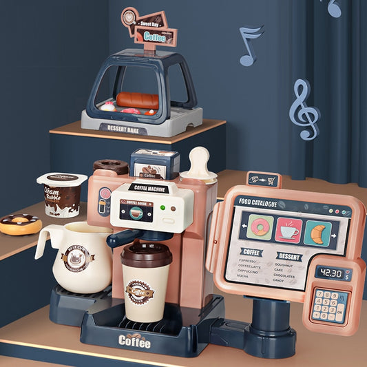 Kids Coffee Machine Toy Set with Cash Register