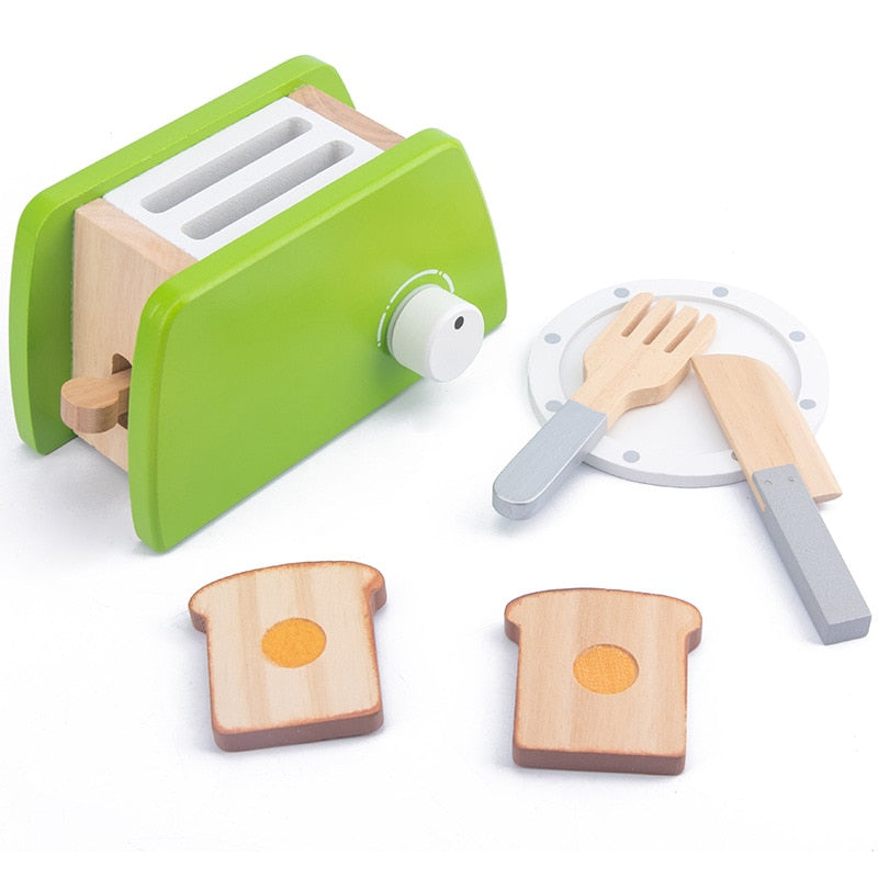 Wooden Toy Toaster Set for Kids
