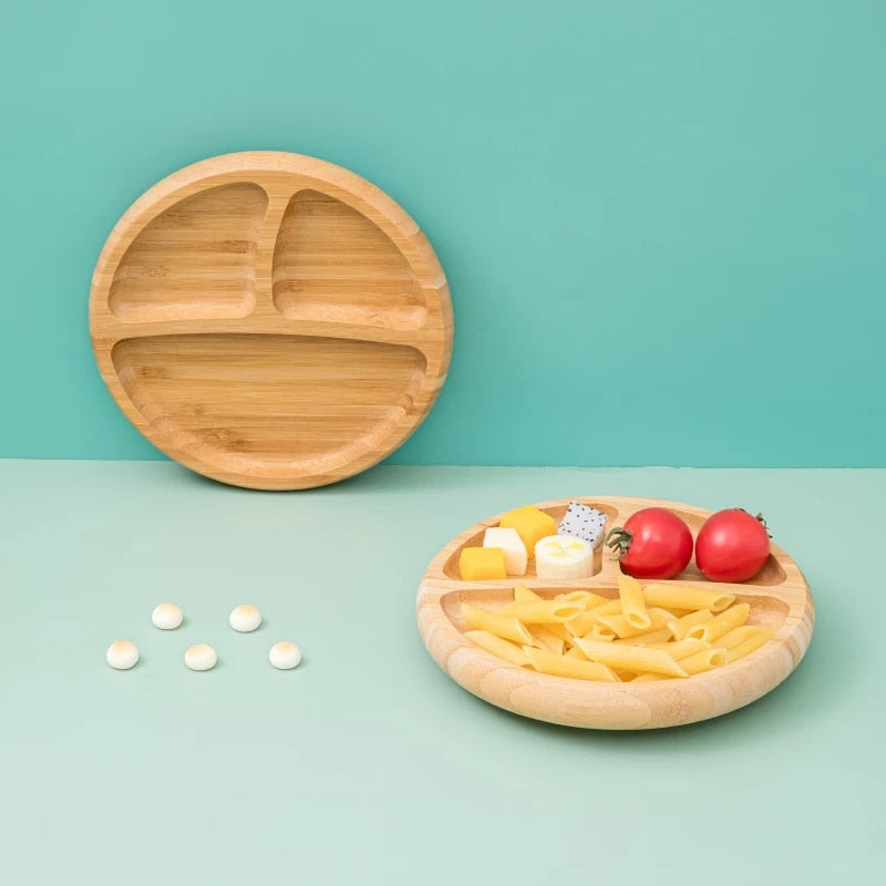 Baby Wooden Feeding plate with Silicone Suction Cup - ittybittybubba