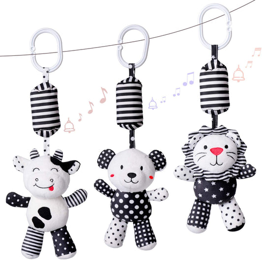 Baby Musical Rattle Toy - Black and White Animals