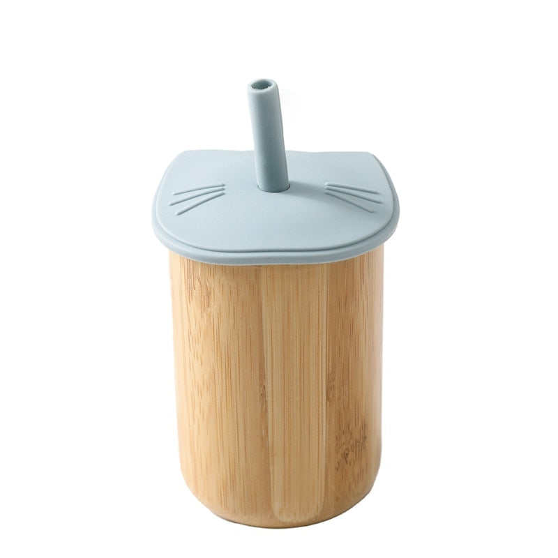 Bamboo Silicone Drinking Cup With Straw - ittybittybubba