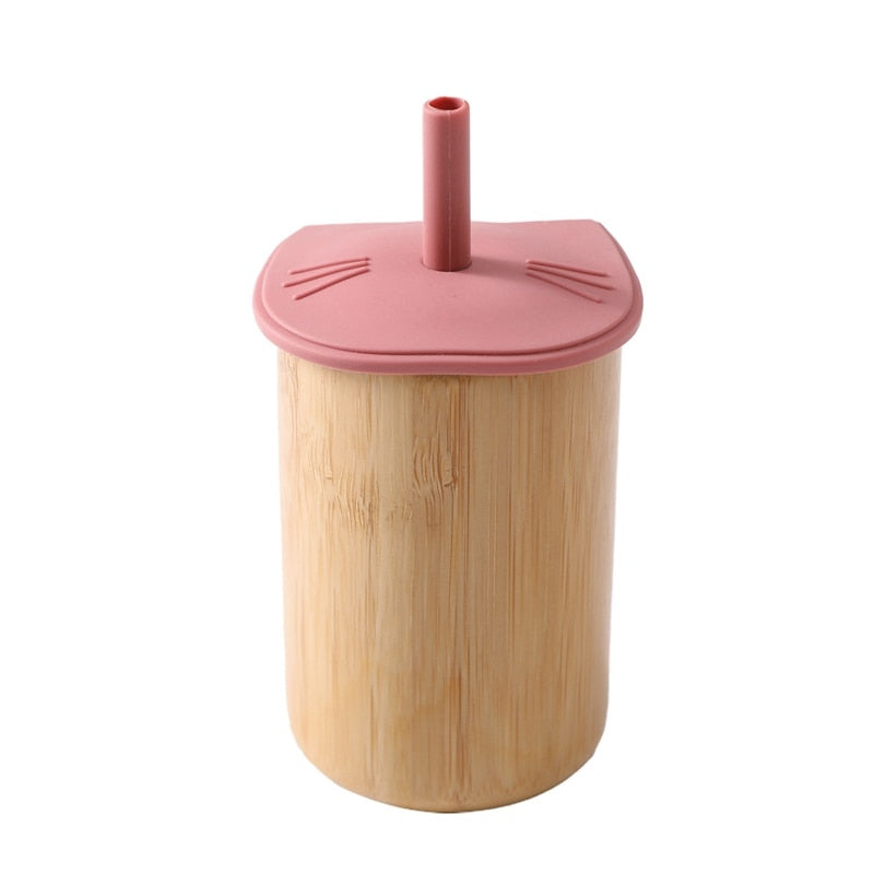 Bamboo Silicone Drinking Cup With Straw - ittybittybubba
