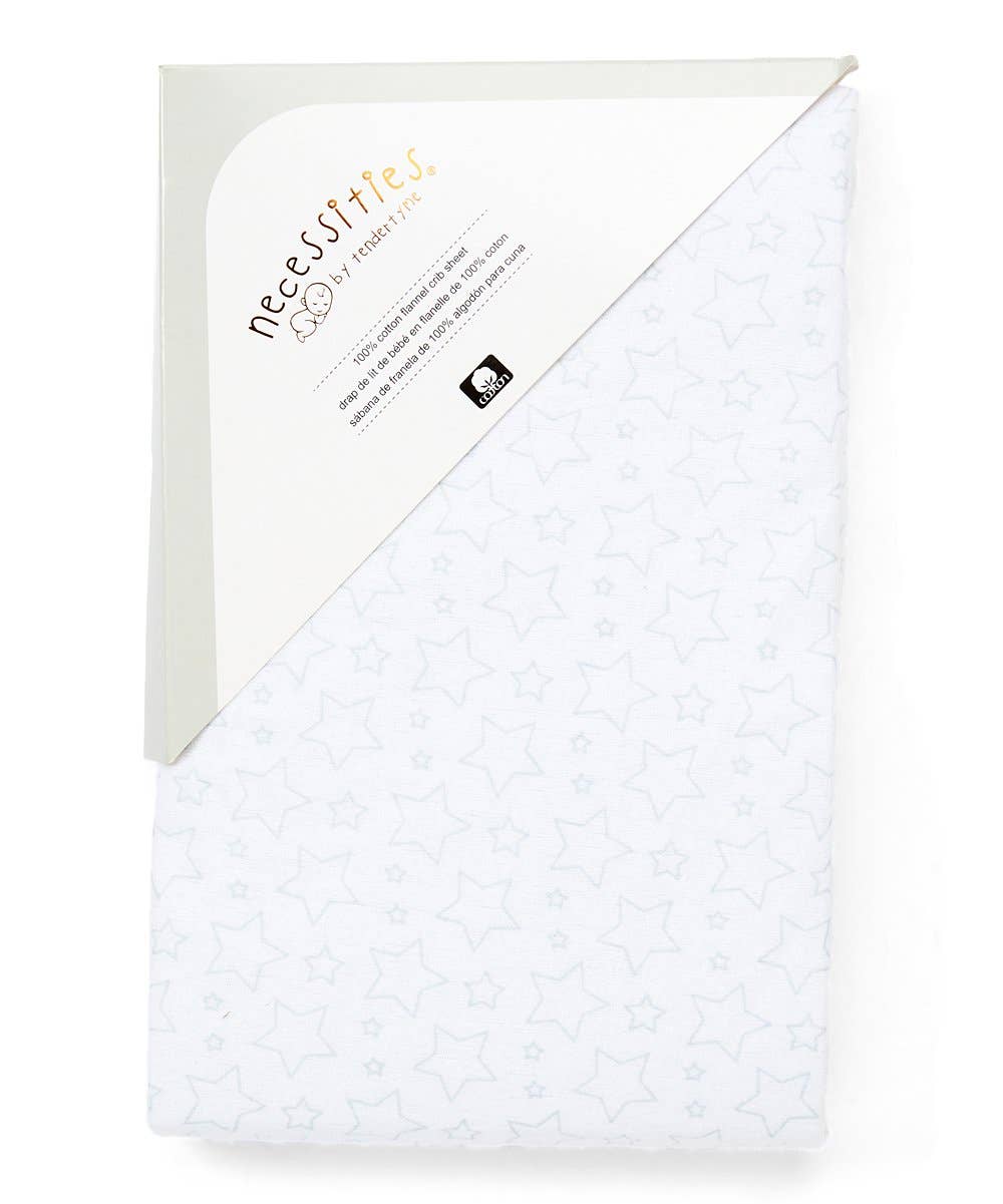 Cotton Flannel Crib Sheet - Grey Star - ittybittybubba