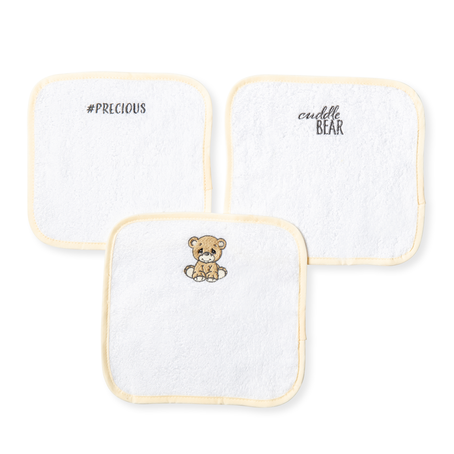 Embroidered Cotton Washcloths - Bear - ittybittybubba