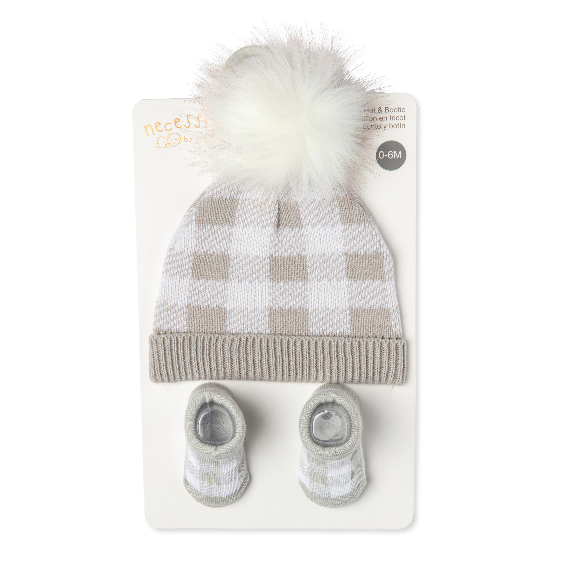 Grey Plaid Hat and Booties Set - ittybittybubba