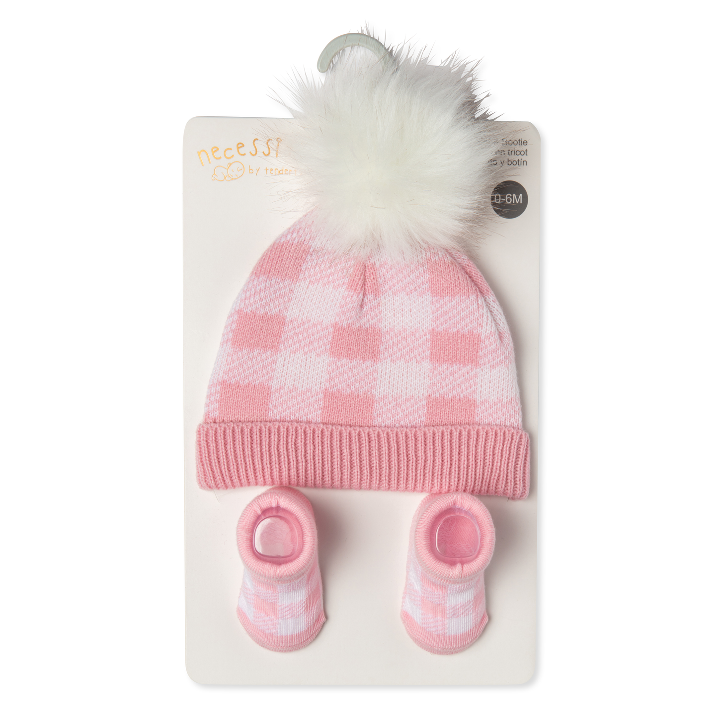 Pink Plaid Hat and Booties Set - ittybittybubba