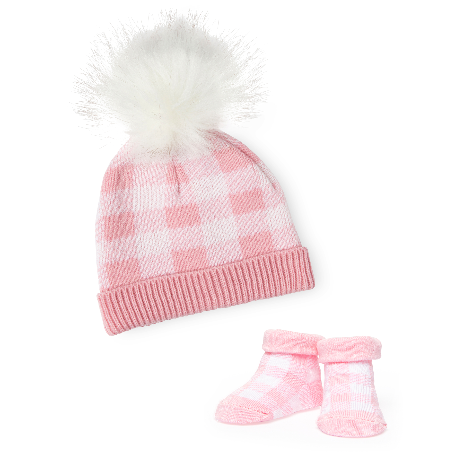 Pink Plaid Hat and Booties Set - ittybittybubba