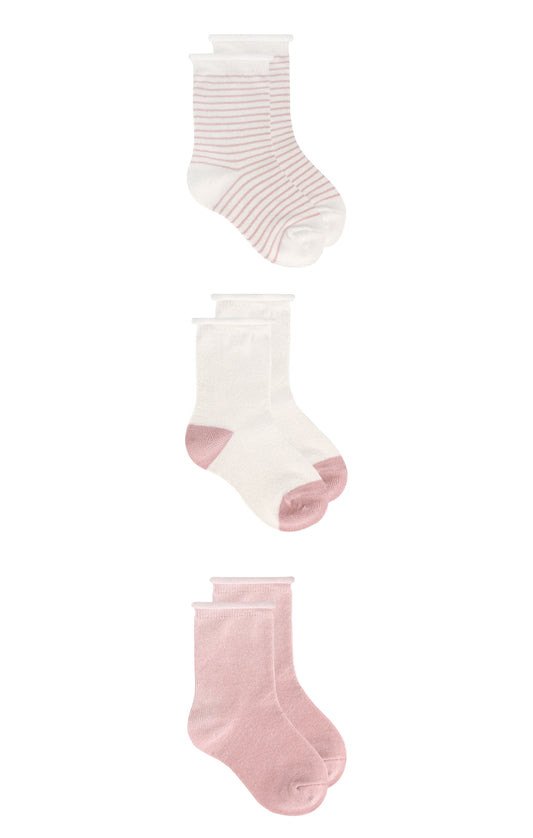 Organic Cotton Misty Pink Toddler 3 Pack Socks - ittybittybubba