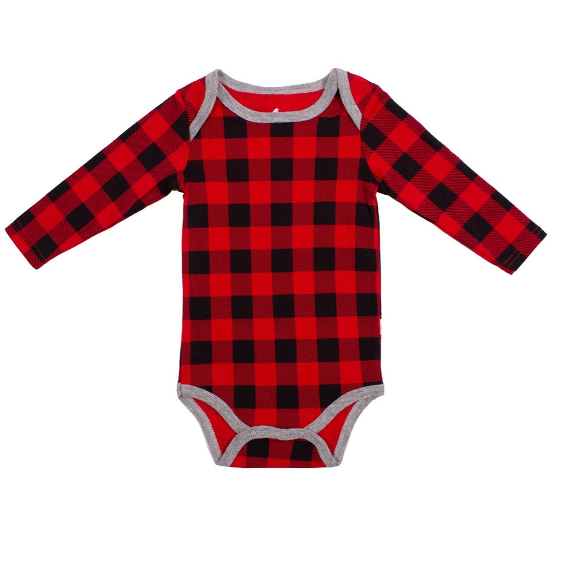 Cotton Buffalo Plaid Long Sleeve Bodysuit - ittybittybubba