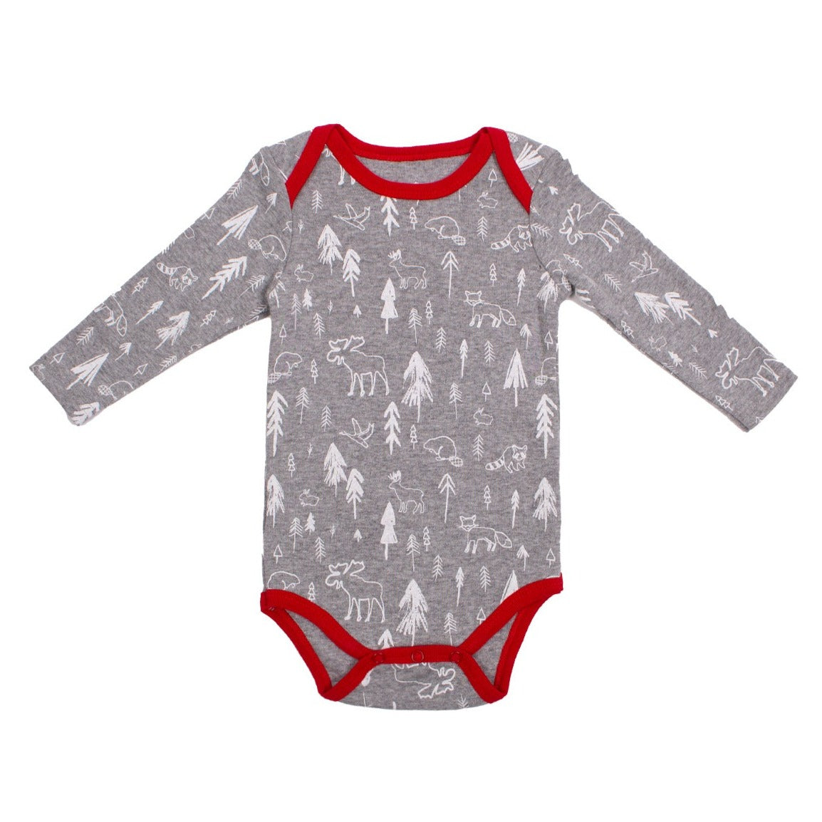 Cotton Buffalo Plaid Forest Long Sleeve Bodysuits - ittybittybubba