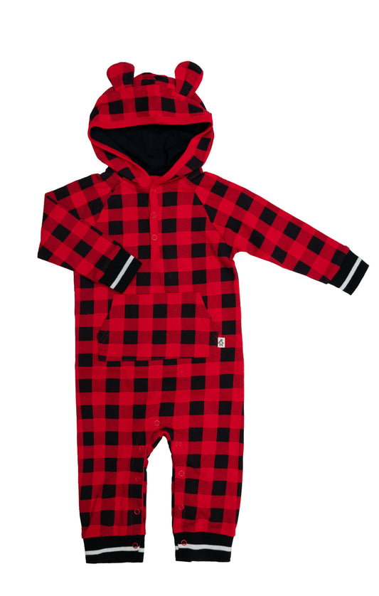 Buffalo Plaid Hooded Jumpsuit - ittybittybubba