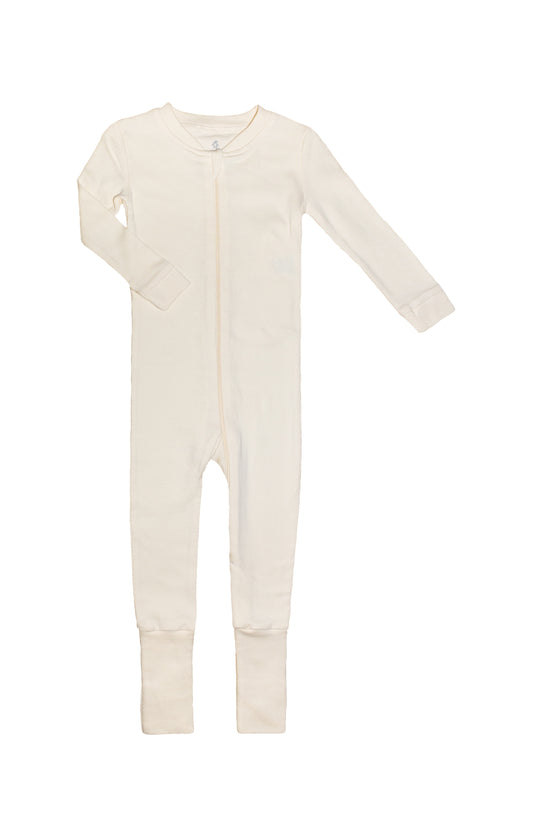 Organic Cotton Eggnog Convert-a-Foot Sleeper - ittybittybubba