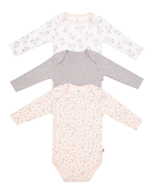 Bunnies 3 Pack Long Sleeve Bodysuits - ittybittybubba