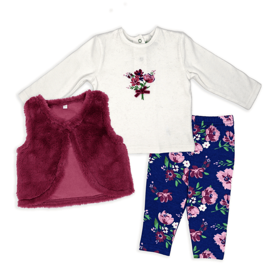 Baby Girl's Jogger and Vest Set - Floral - ittybittybubba