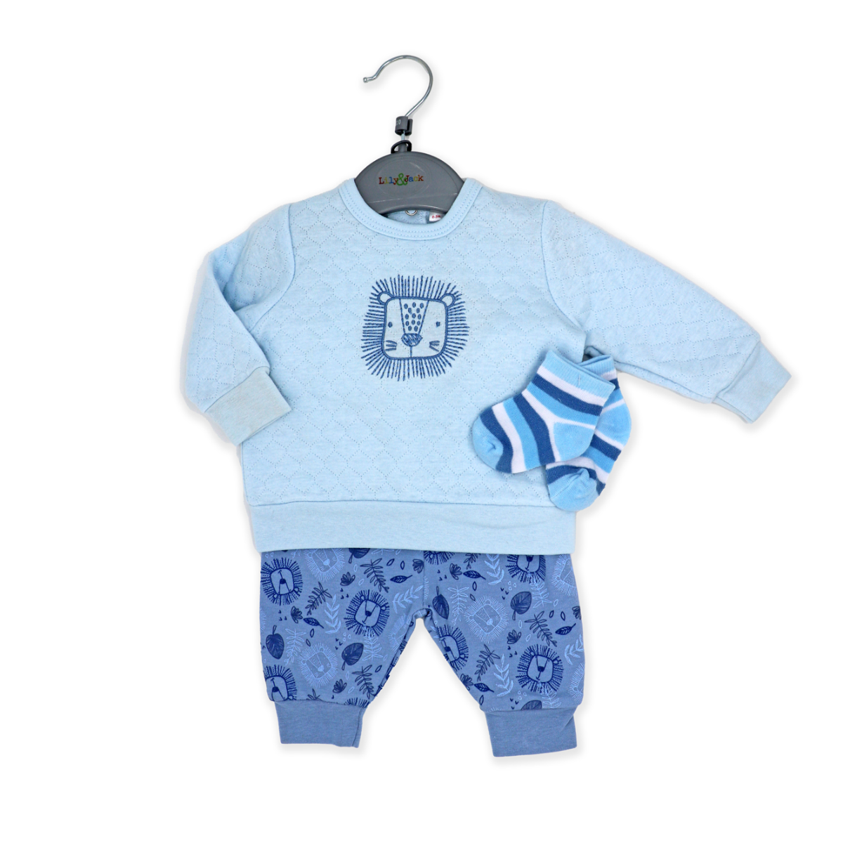 Boy's Quilted Jogger Set - Lion - ittybittybubba