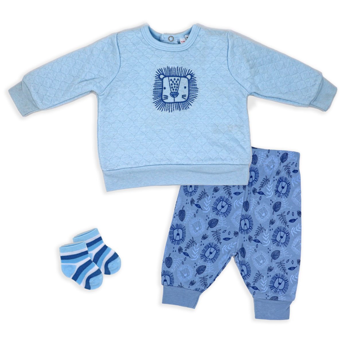 Boy's Quilted Jogger Set - Lion - ittybittybubba